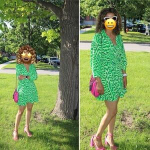 Zara green geometric pattern dress XS